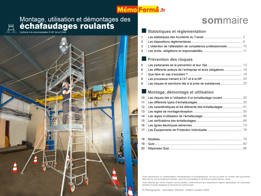 Support formateur – Montage, utilisation et démontage des échafaudages roulants - MémoForma.fr