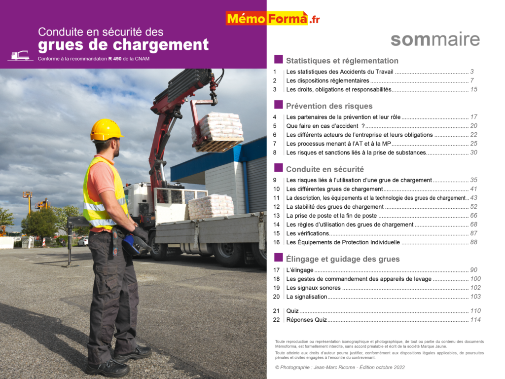 Support formateur – Conduite en sécurité des grues de chargement - MémoForma.fr