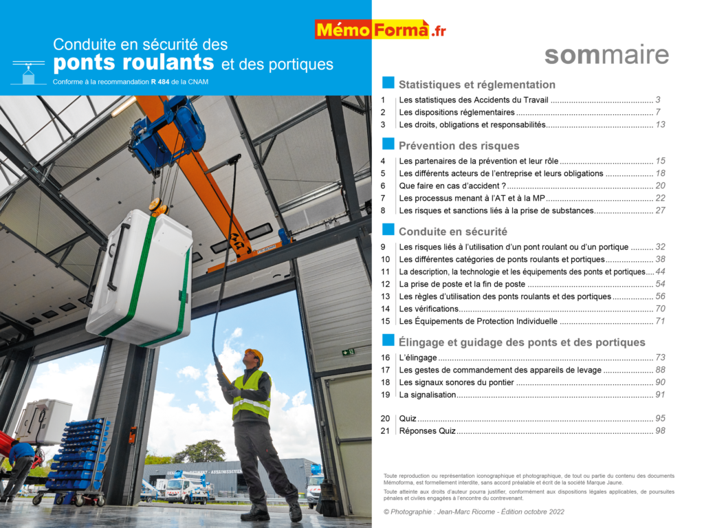 Support formateur – Conduite en sécurité des ponts roulants et des portiques - MémoForma.fr