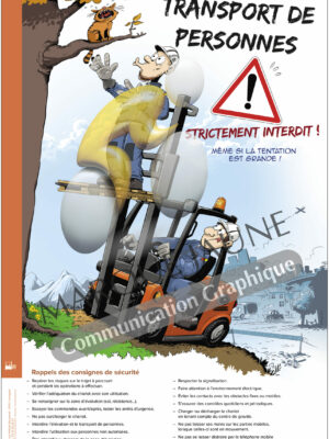 Poster cariste : Transport de personnes Interdit 40x60