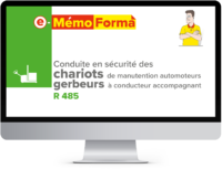 Formation en ligne e-MémoForma - Conduite en sécurité des chariots de manutention automoteurs gerbeurs à conducteur accompagnant - MémoForma.fr